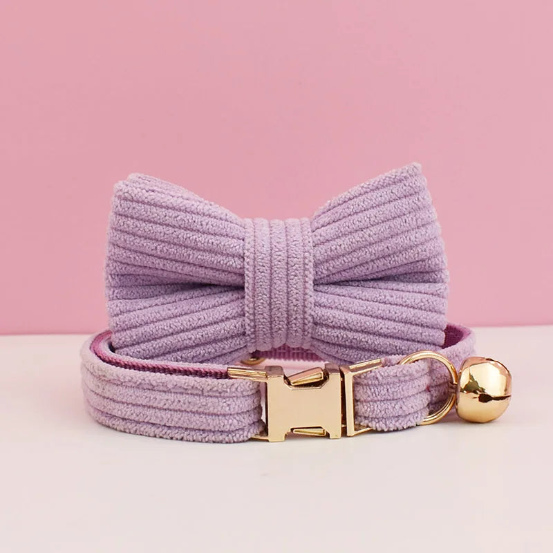 Bow Pet Collar Cat Collar Luxe Pet Store Purple 16 - 26cm 