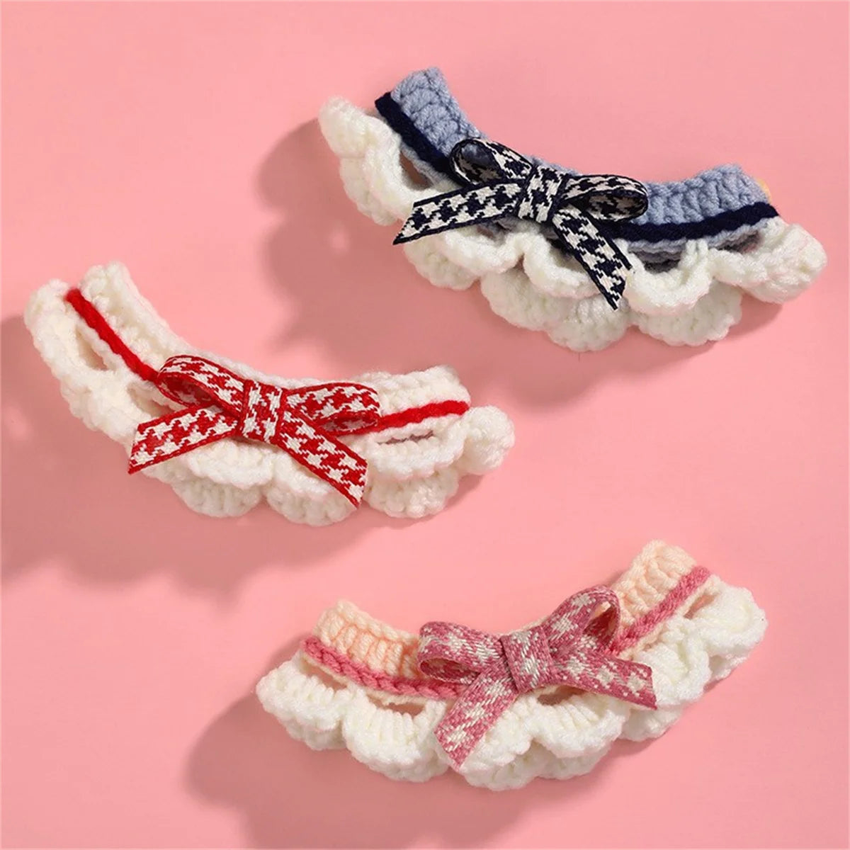 Cute Pet Cat Saliva Towel Hand-knitted Adjustable Kitten Cat Puppy Bow-knot Collar Pet Cat Decorative Collar Kitten Accessories Luxe Pet Store | Tiny. Pure. Love. 