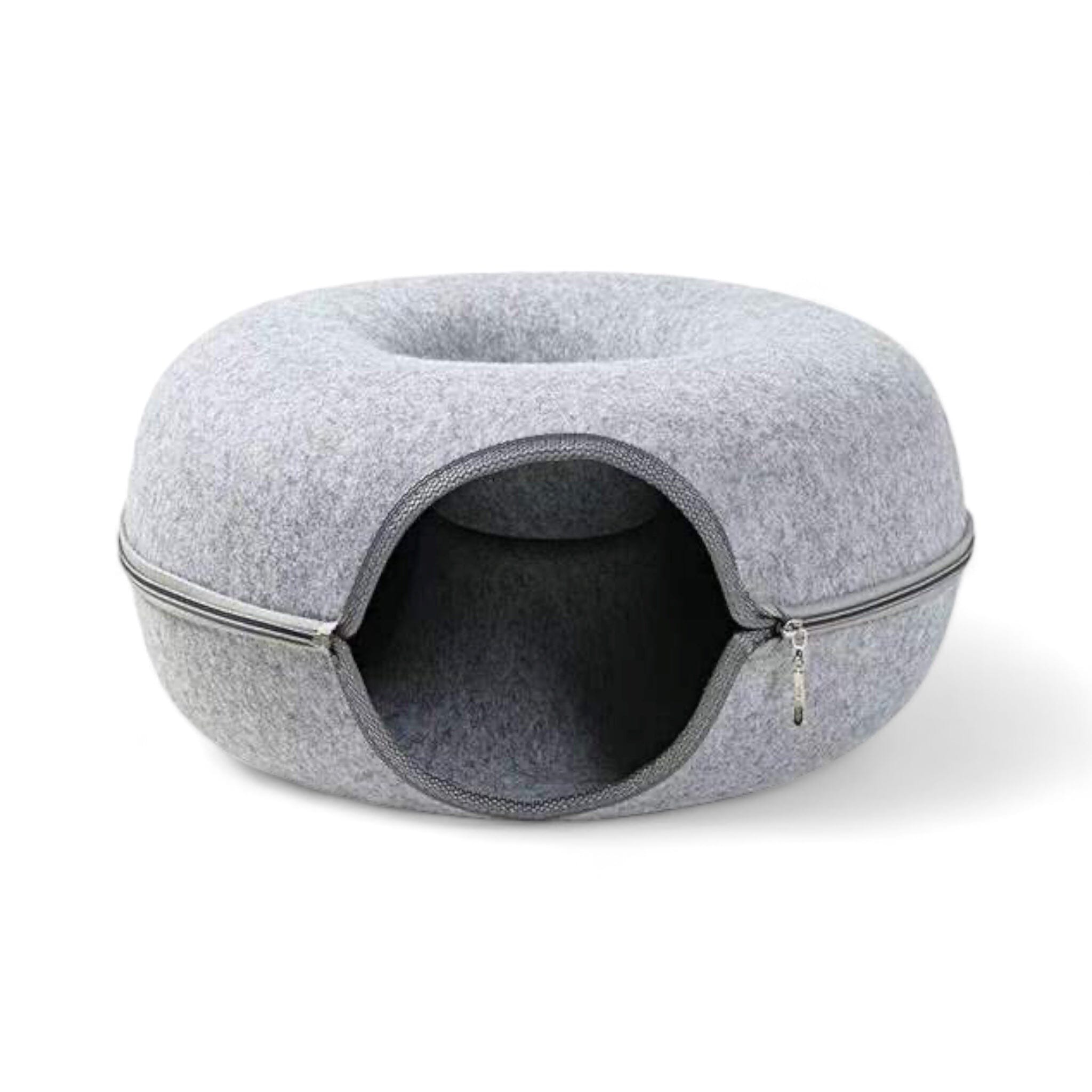 Cozy Cat Haven + Play Tunnel Cat Toy Luxe Pet Store Light Grey S 