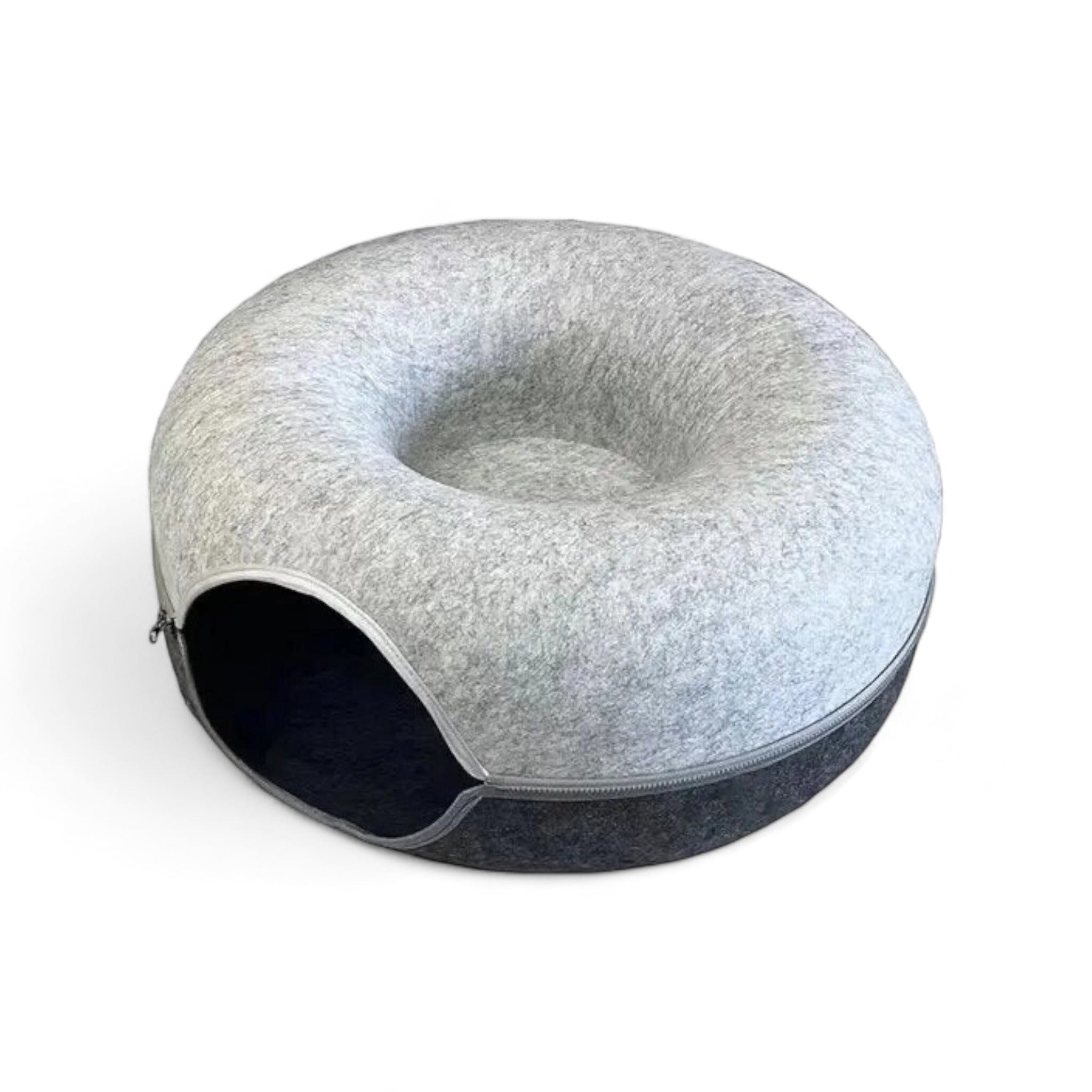 Cozy Cat Haven + Play Tunnel Cat Toy Luxe Pet Store Light + Dark Grey S 