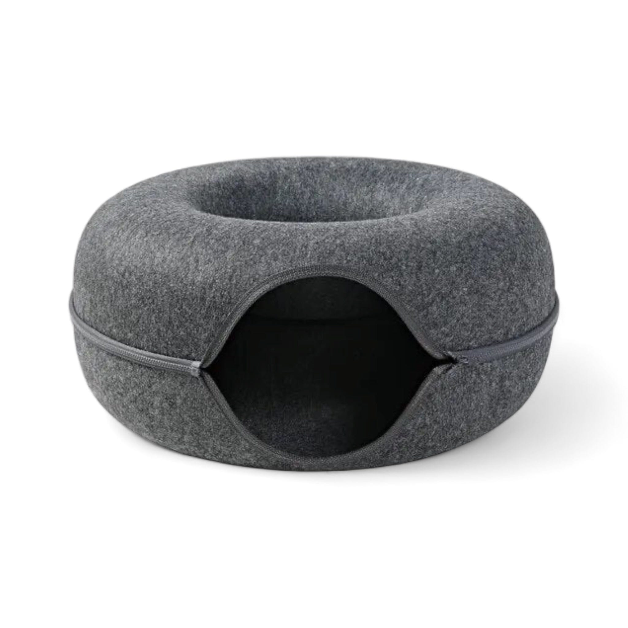 Cozy Cat Haven + Play Tunnel Cat Toy Luxe Pet Store Dark Grey S 