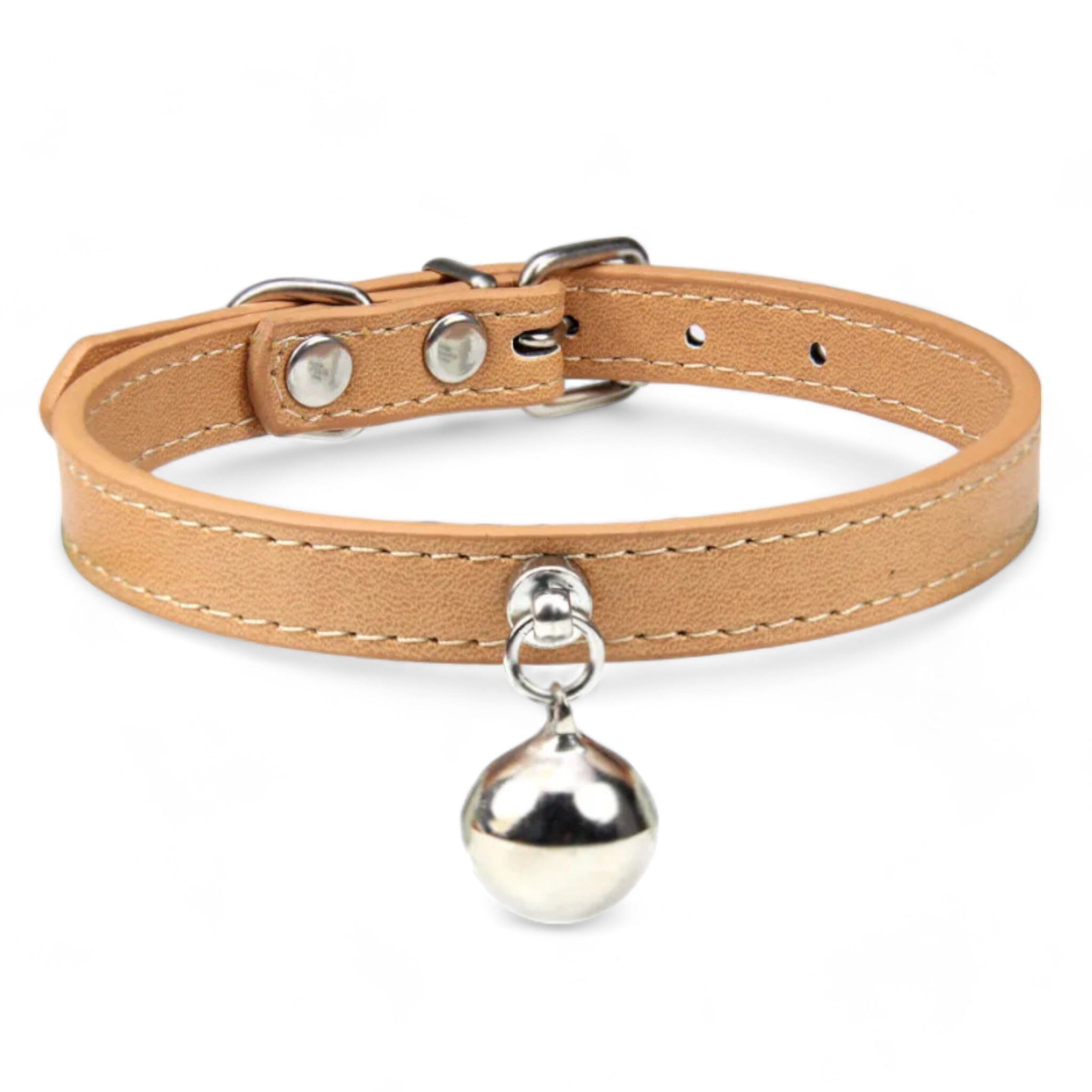 Purrsonalized Bell Charm Collar Cat Collar Luxe Pet Store KhakI XS 