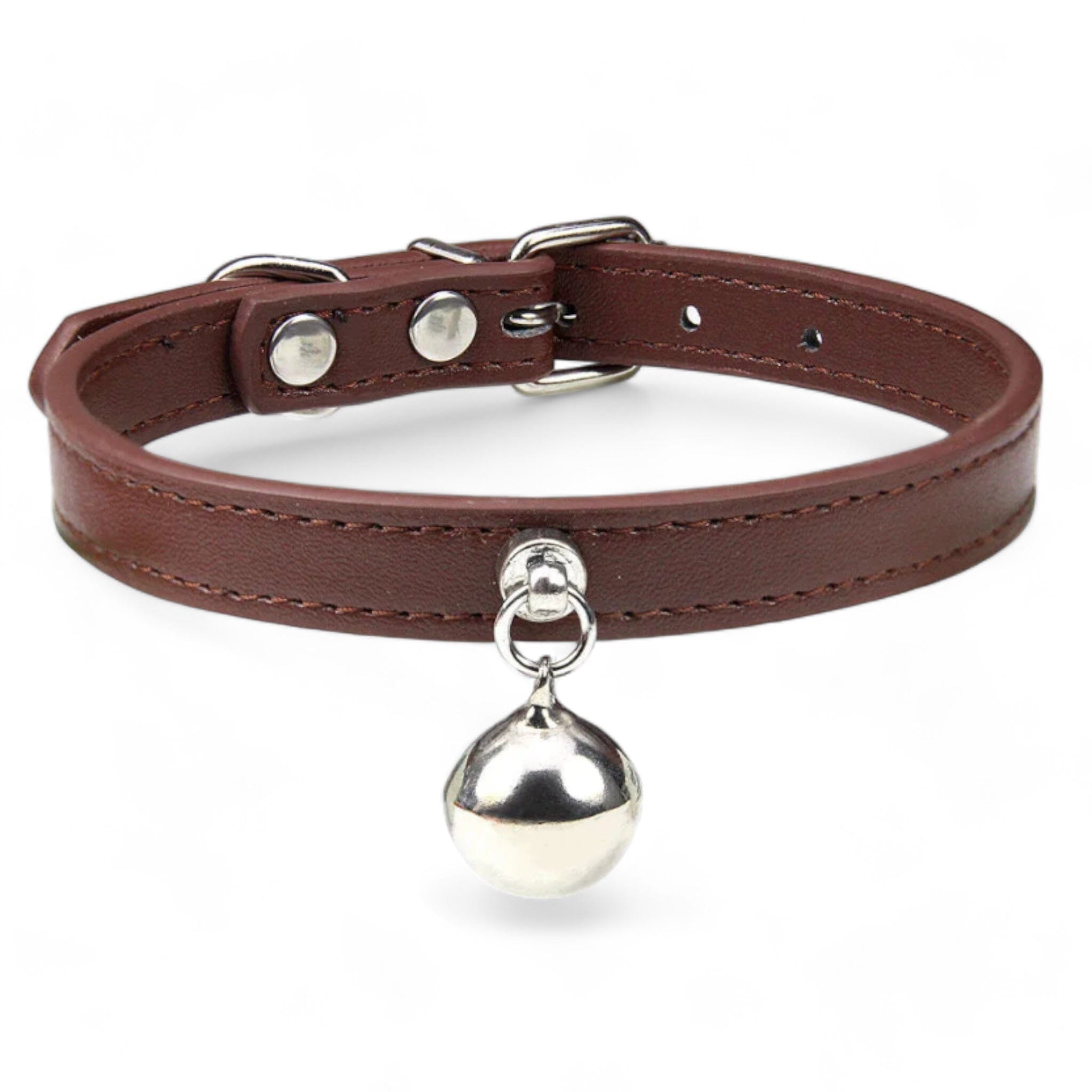 Purrsonalized Bell Charm Collar Cat Collar Luxe Pet Store Brown XS 