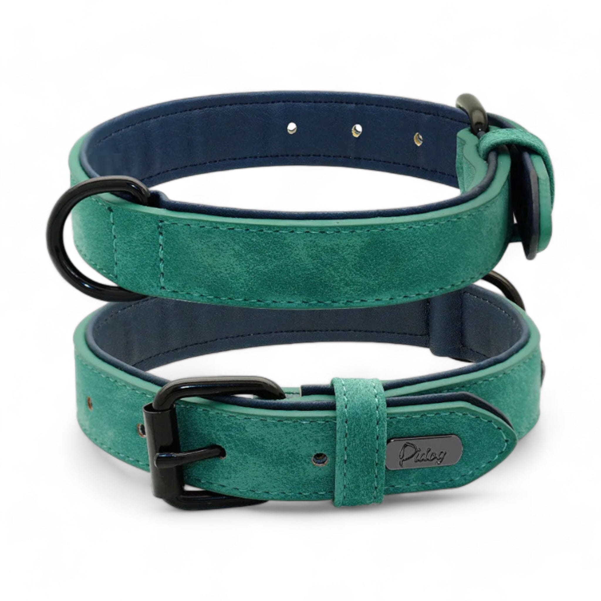 Leather Dog Collar Dog Collar Luxe Pet Store Green S 