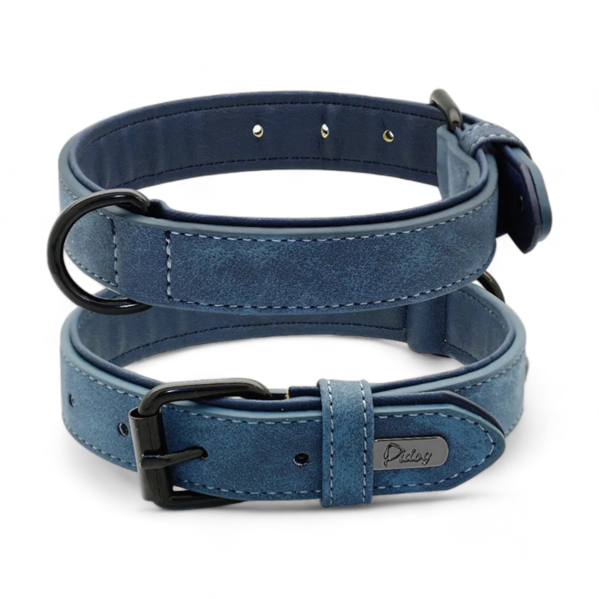 Leather Dog Collar Dog Collar Luxe Pet Store Dark Blue S 