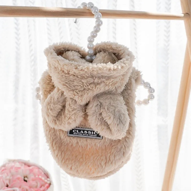 Cat Autumn and Winter Plush Coat Cute Rabbit Ears Cotton-padded Coat Soft Cotton Velvet Comfortable Warm Dog Cat Clothing Luxe Pet Store | Tiny. Pure. Love. 