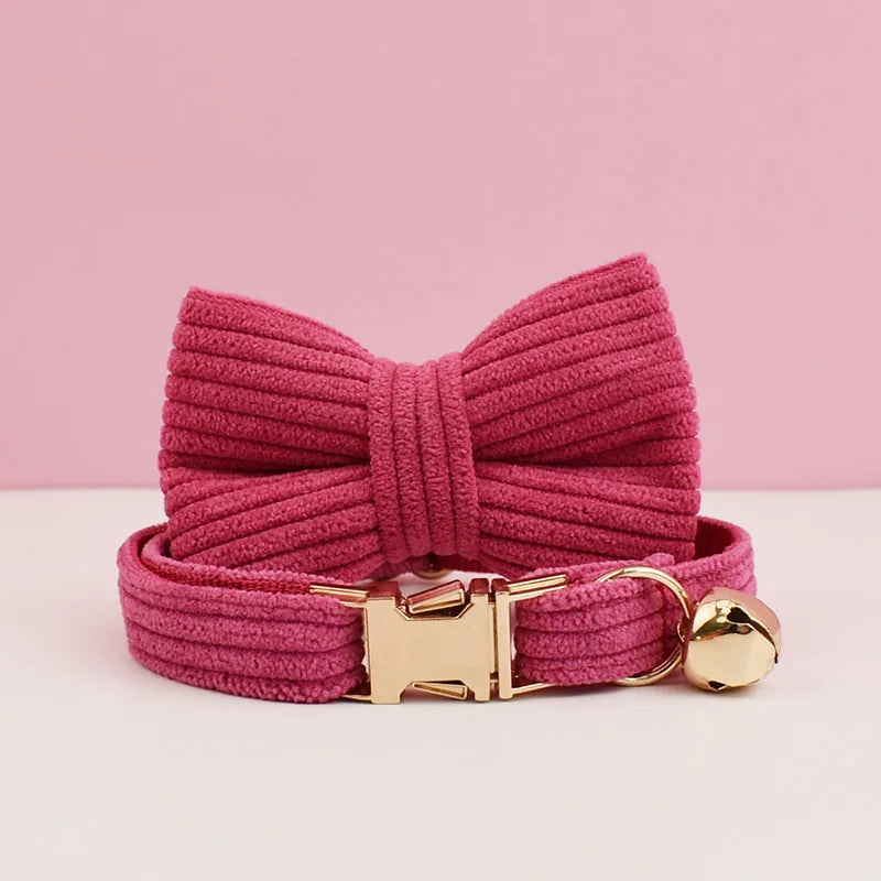 Bow Pet Collar Cat Collar Luxe Pet Store Hot Pink 16 - 26cm 