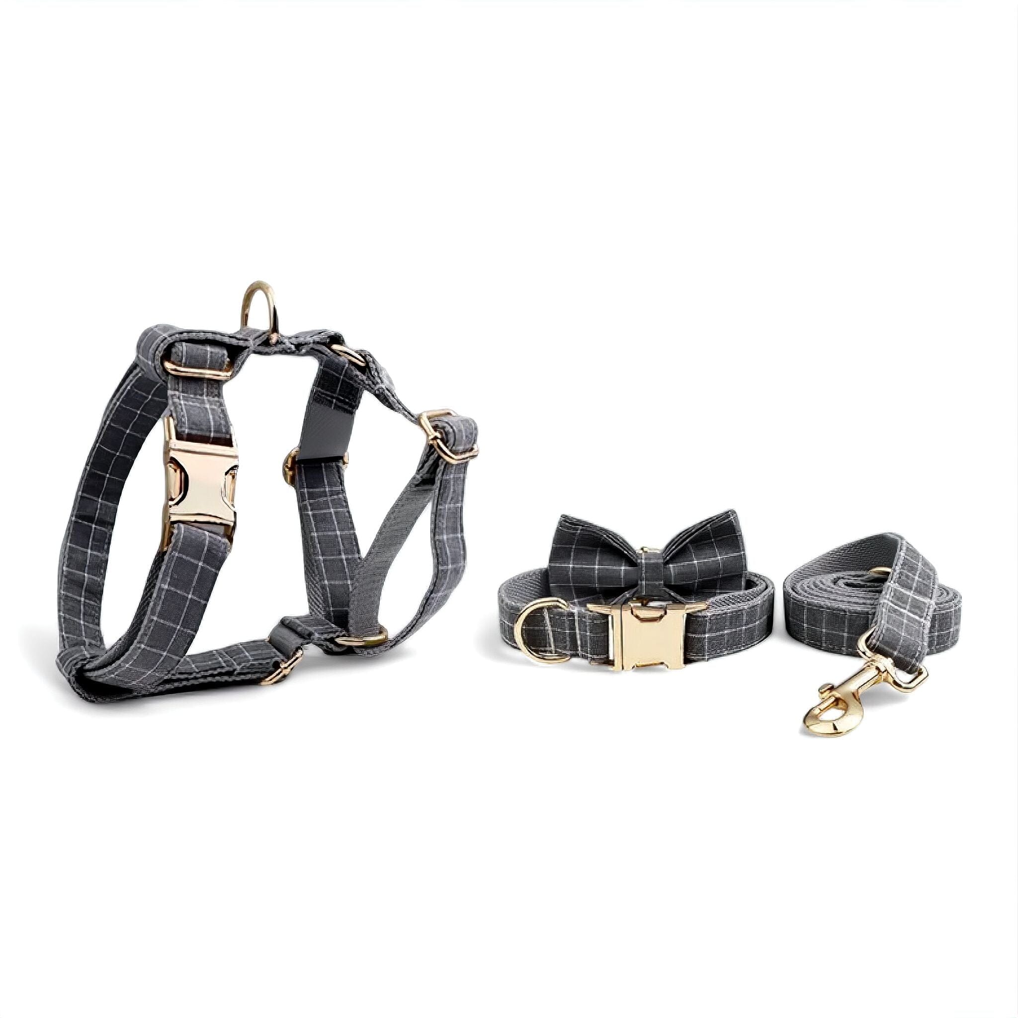 Designer Pet Set Pet Collar Luxe Pet Store 4pcs Set XS Grey