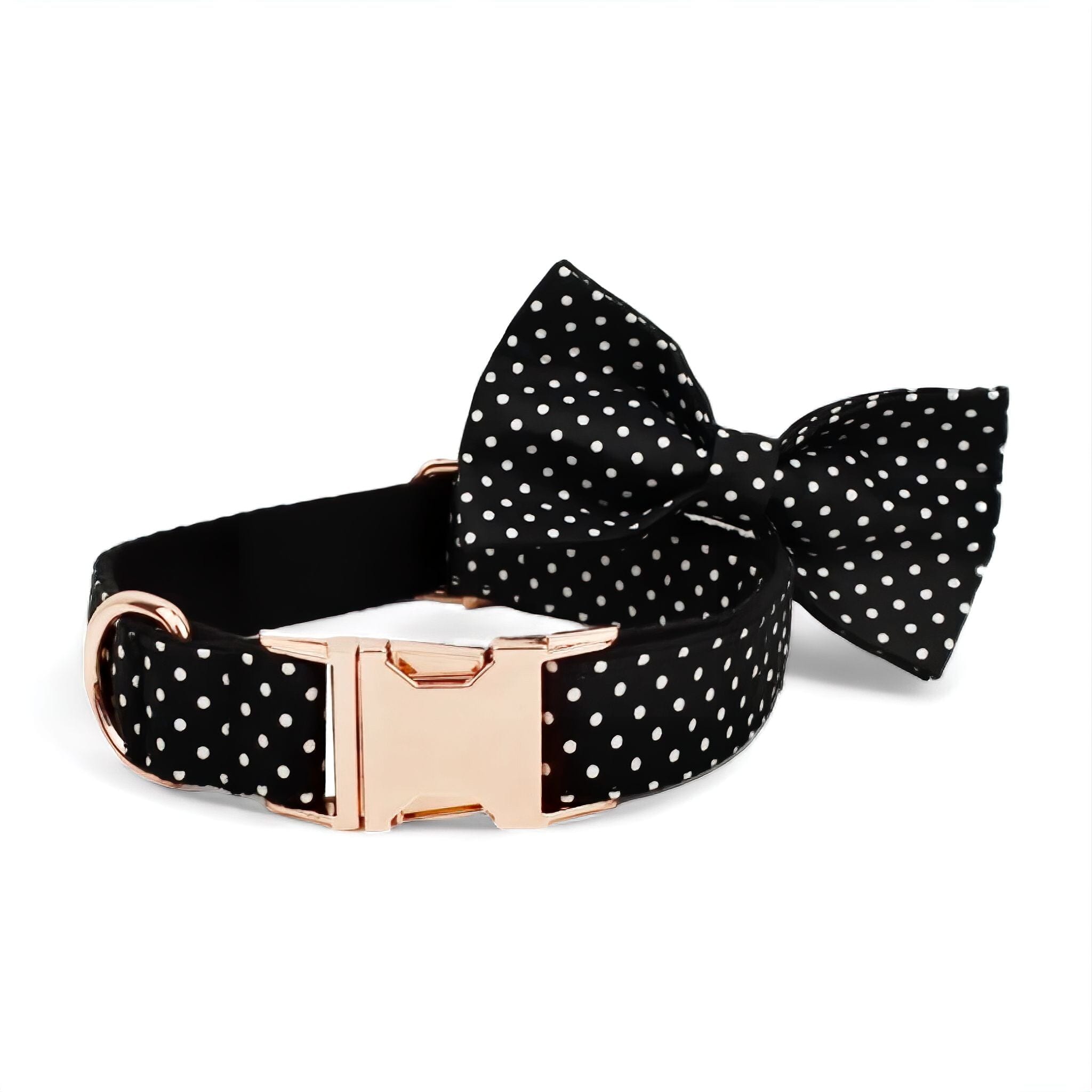 Spotted Pet Set Pet Collar Luxe Pet Store Bow + Collar XS Black + White Spots