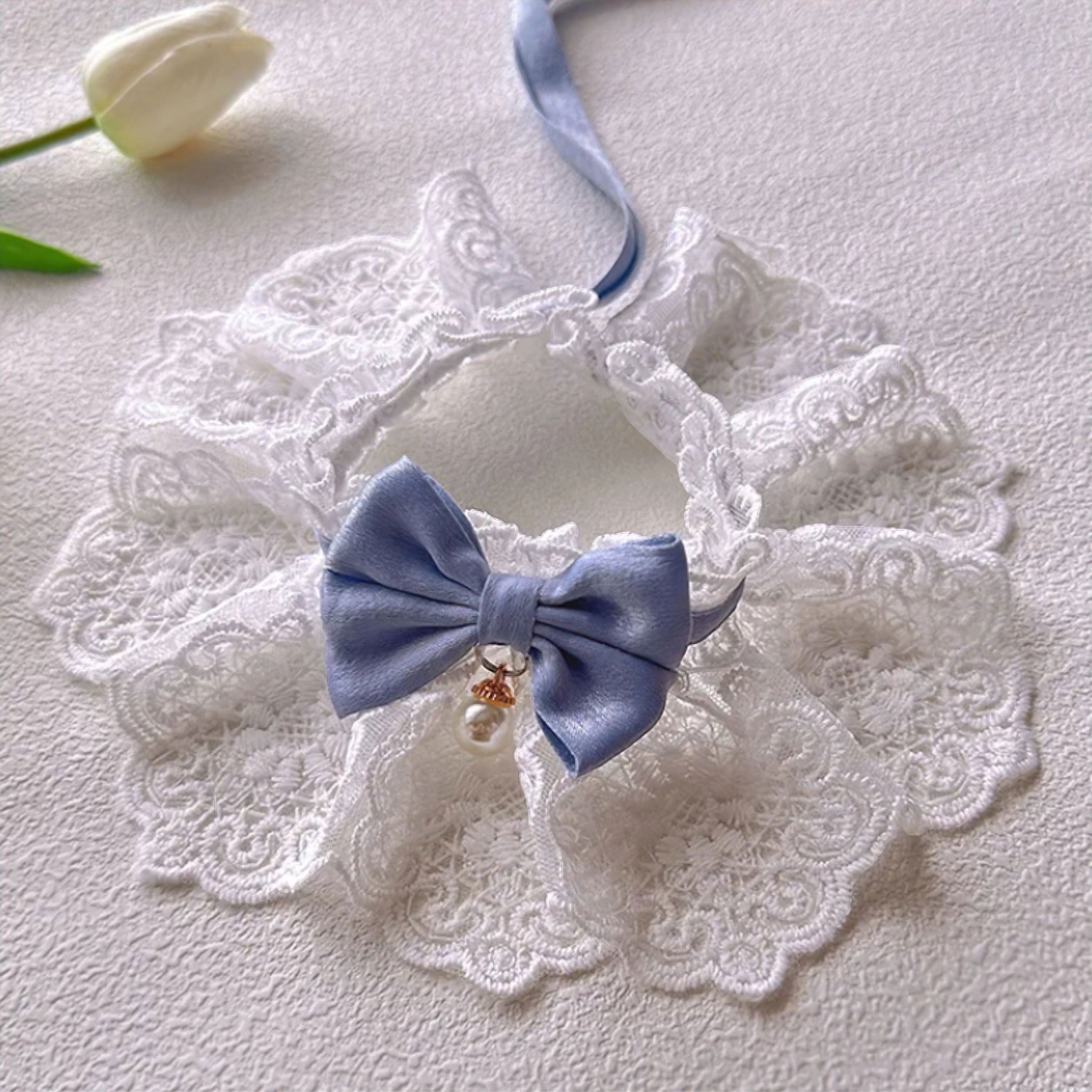Elegant Lace Pet Bib Collar Luxe Pet Store Purple XS 
