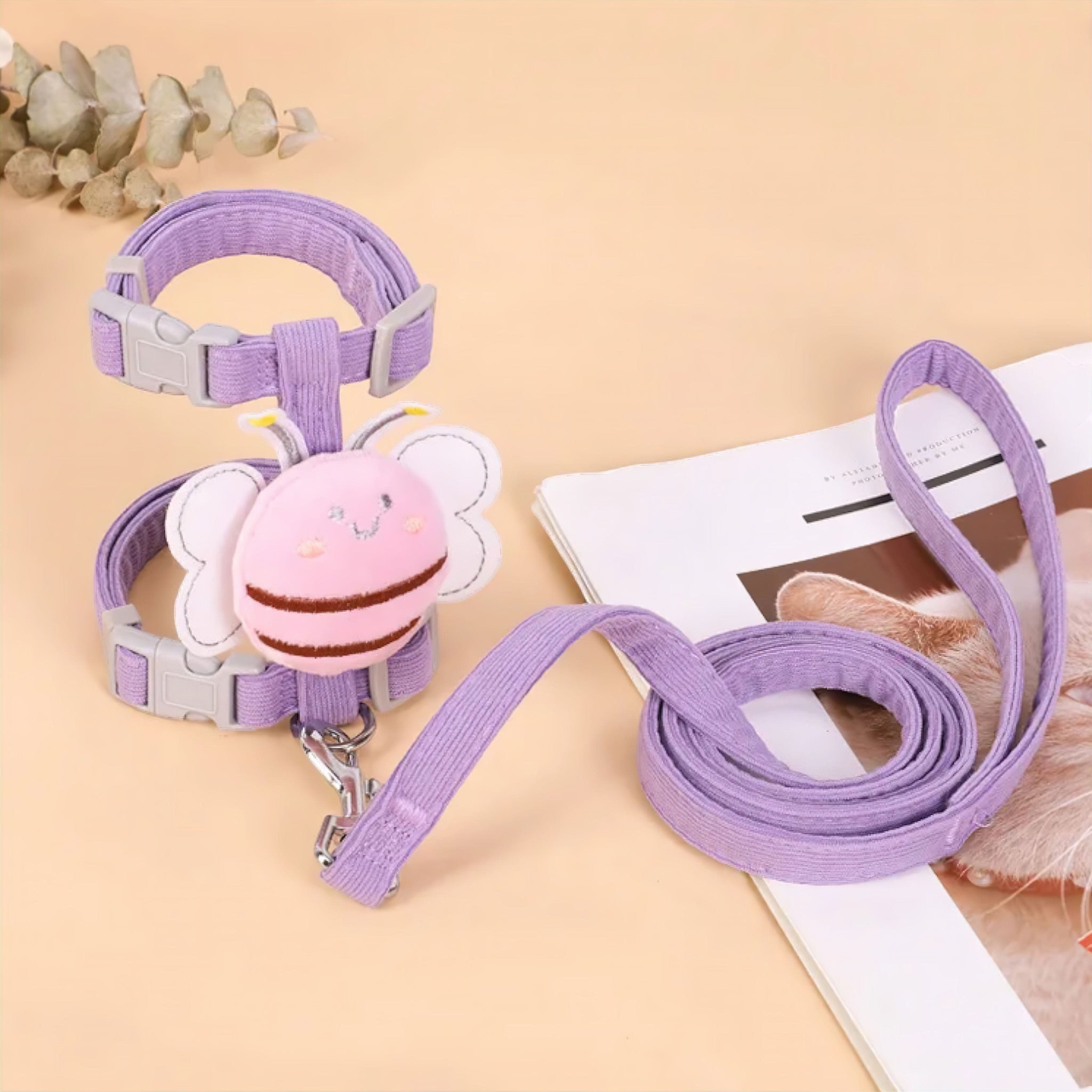 Buzzy Paws Harness Collar Luxe Pet Store Purple S 
