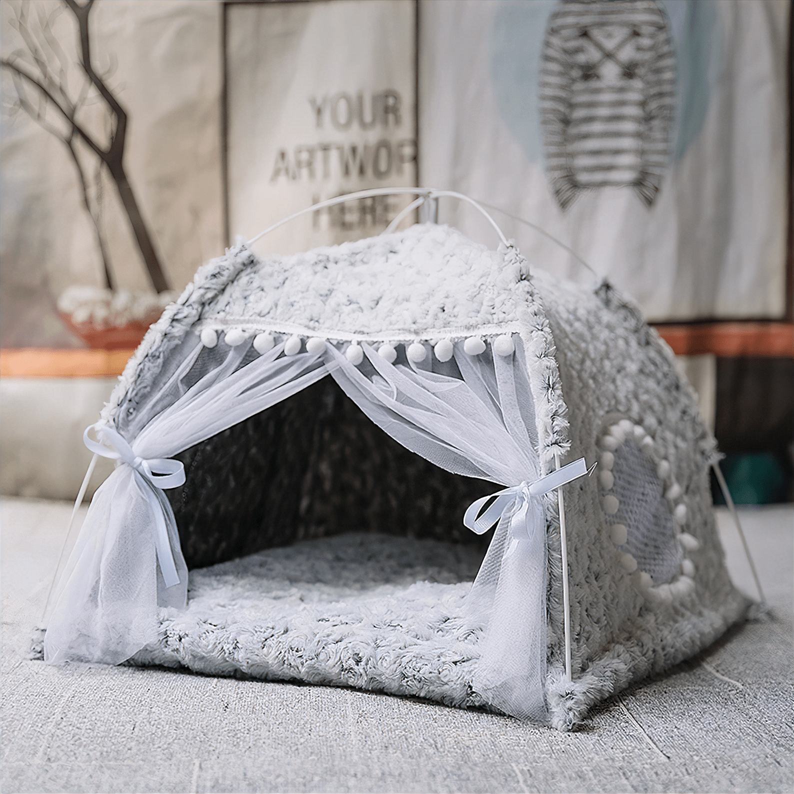 Princess Cat Tent Pet House Luxe Pet Store Grey XS 