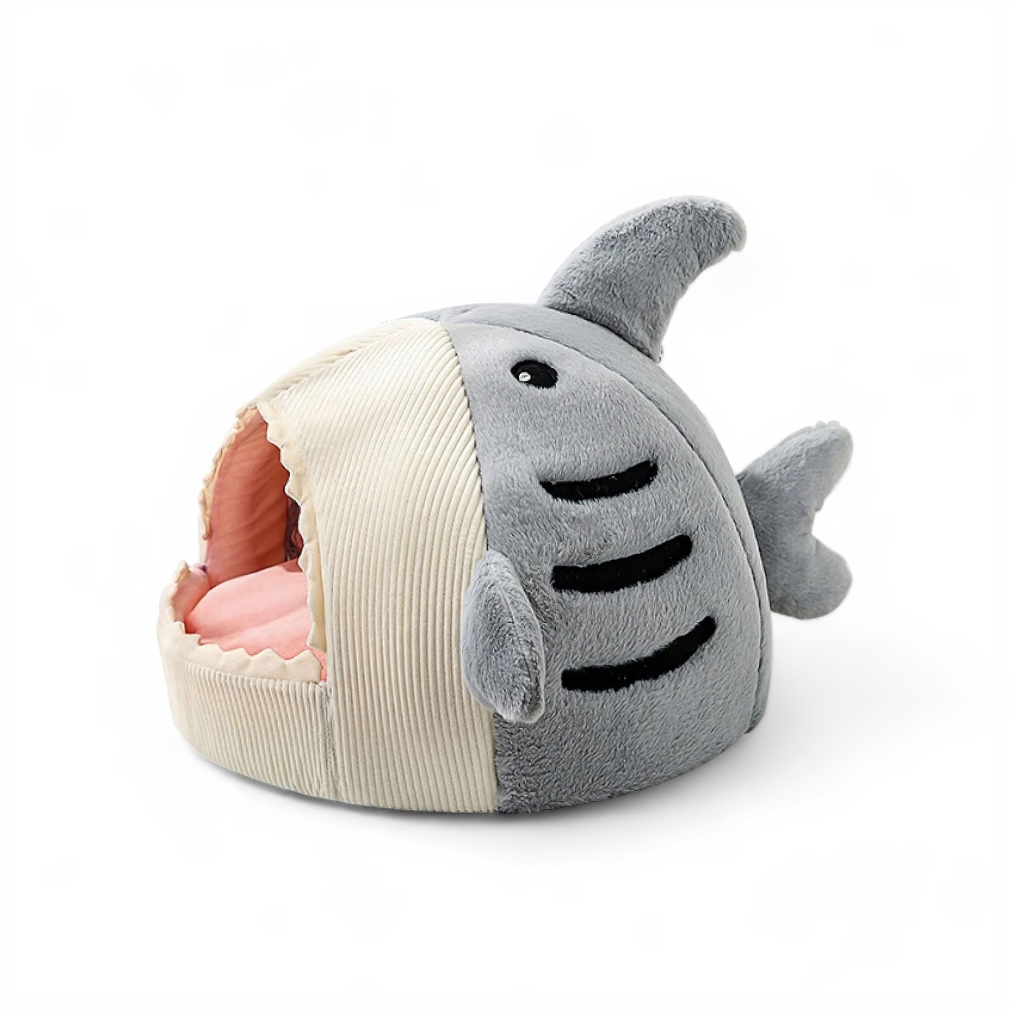 Shark Pet Cave Pet House Luxe Pet Store Grey + White S 